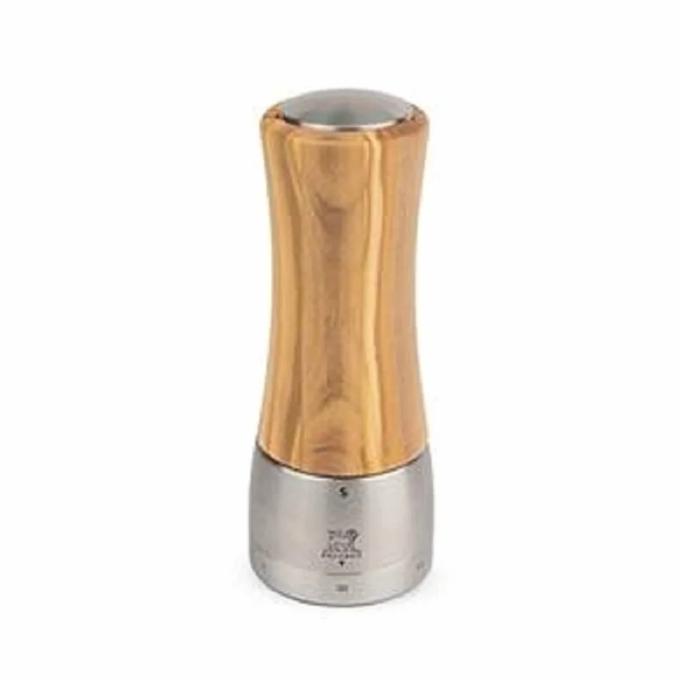 Peugeot - Madras u'Select - Molinillo de sal manual, ajustable, acero inoxidable y madera de olivo, natural, 16 cm