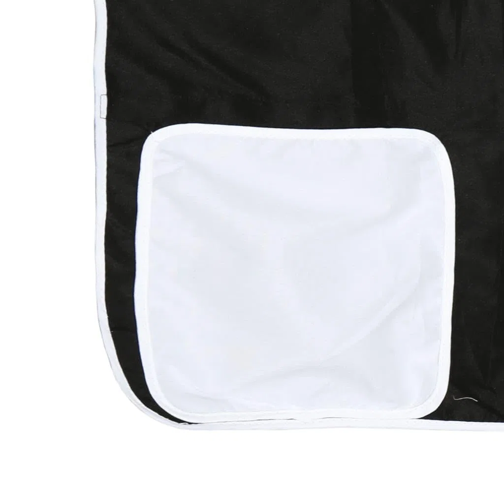 vidaXL Cortinas para Cama Alta con Túnel y Torre, Cortinas para Litera con Bolsillos, Dosel para Niños, Decoraciones para Dormitorio, Blanco y Negro