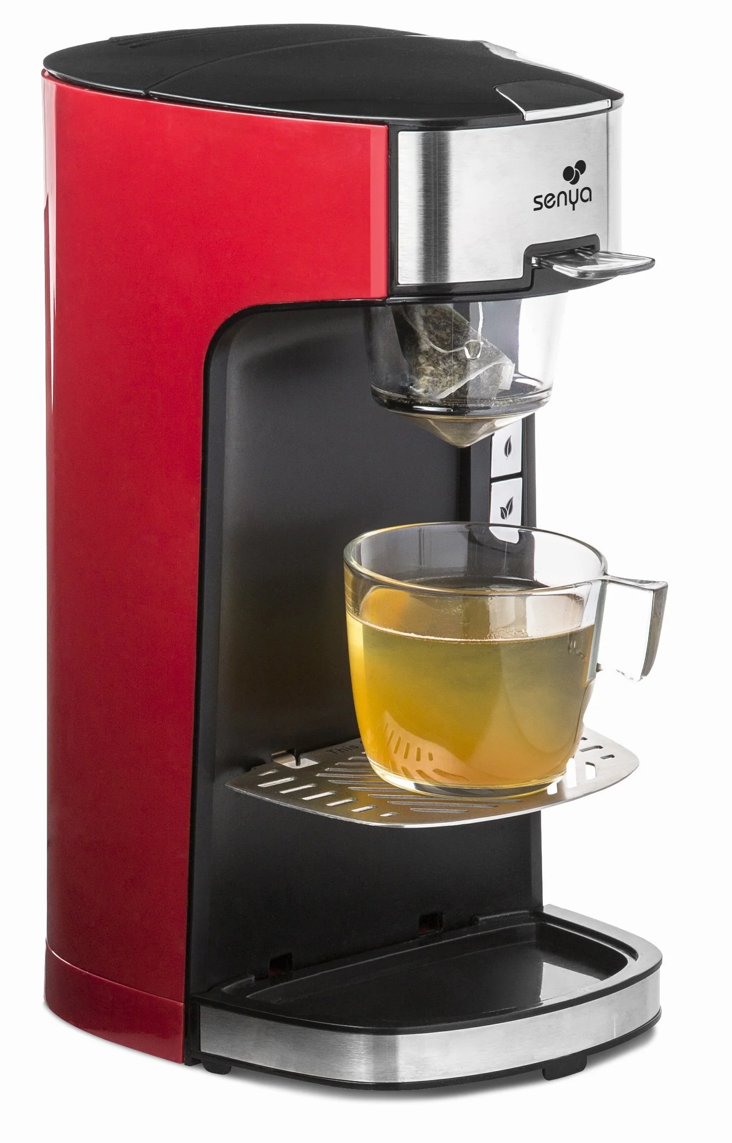 Senya Máquina de Té Tea Time, Tetera Eléctrica Compatible Con Té Suelto O En Bolsita, Roja