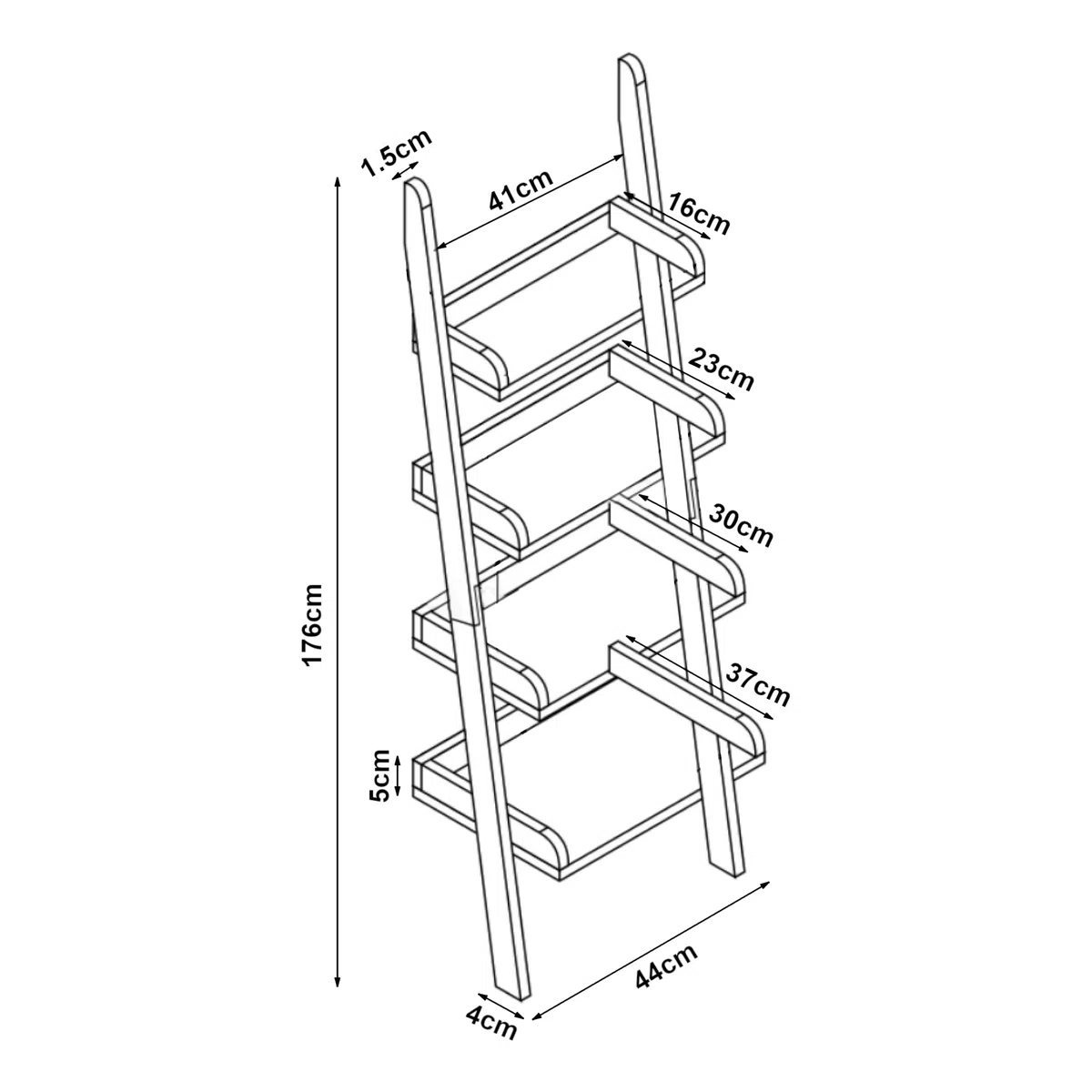 [en.casa] Estantería Escalera de 4 Niveles Estantería En Forma de Escalón 4 Estantes de Diferentes Tamaños Diseño Atemporal Bambú 176 x 44 x 37 cm - Natural