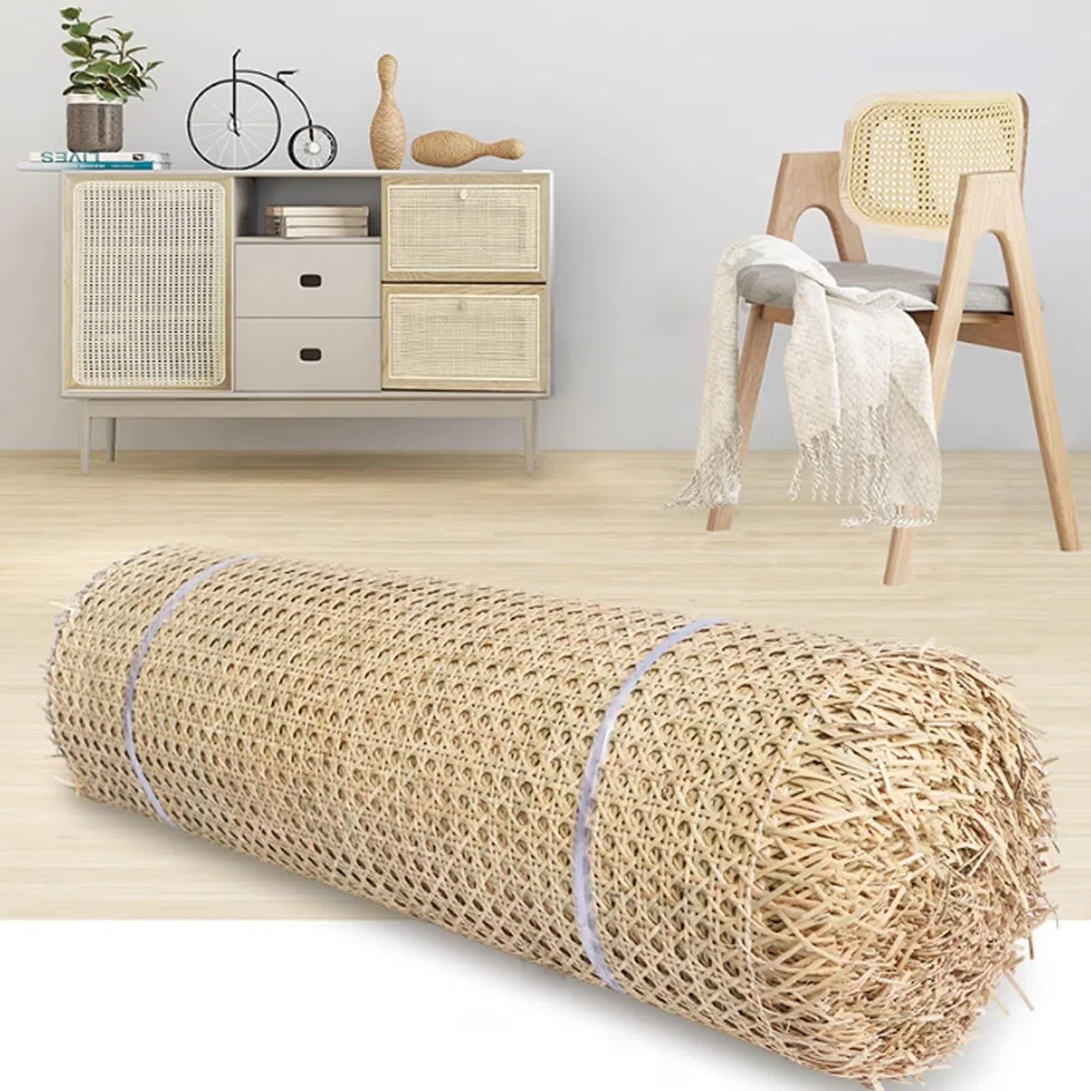 Rollo de Mimbre Natural, 50cm Ancho Ratán Natural Rollo, Ratan para Muebles Correas de Caña Natural Cane Webbing Rattan para Proyectos de Caning Rattan Tejida para Proyectos de Caning ( Size : 50x200c