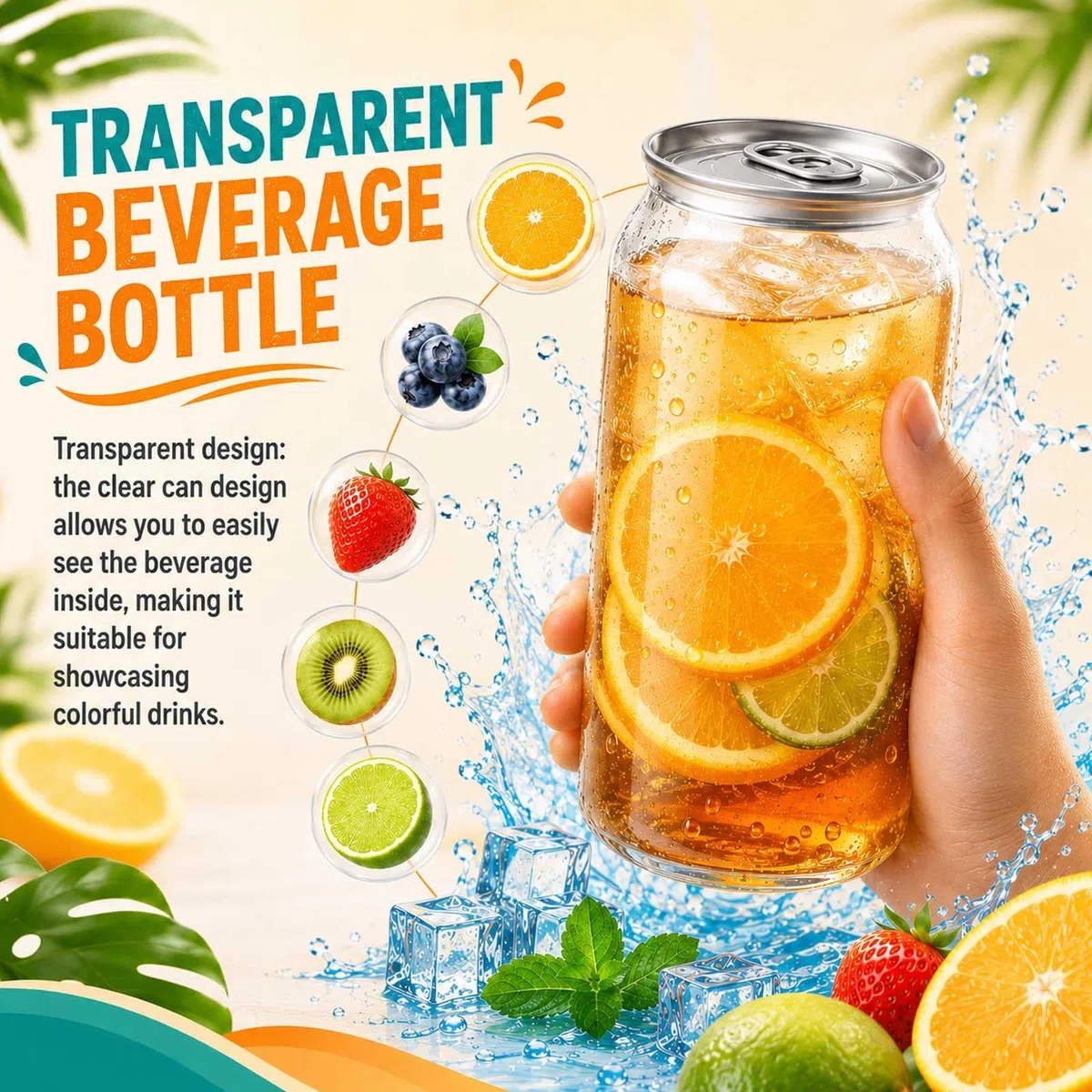 Pack De 200 Latas De Plástico Pet Transparente con Tapas, Vasos Sellables para Máquina Selladora De Latas, Recipientes Vacíos para Bebidas, Jugo,Té con Leche,Café Helado 330ml
