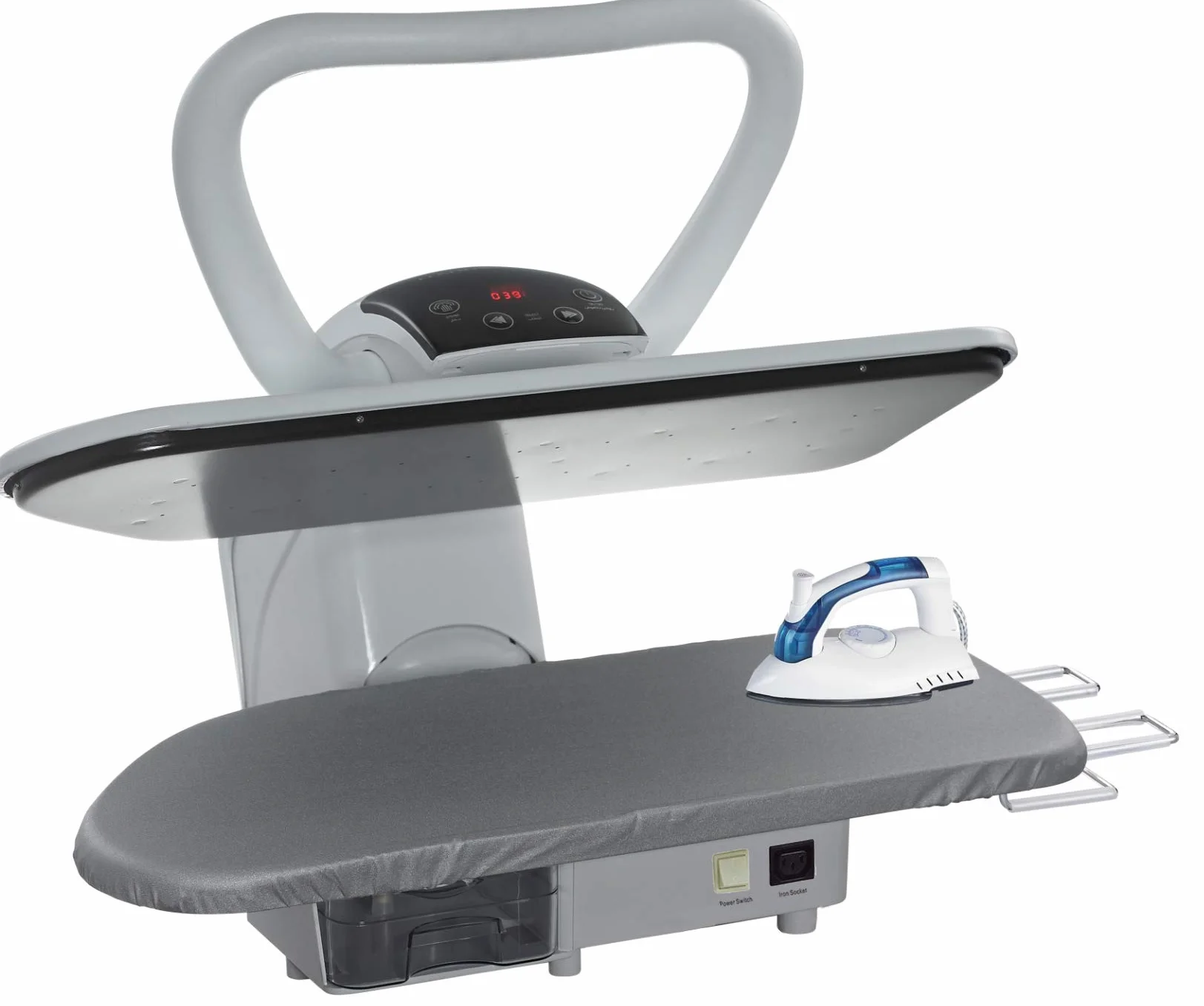 Speedypress Prensa de Planchado a Vapor 91HD Plata Resistente Profesional 91cm (Accesorio de Plancha / Hierro Gratis, Filtro de Agua Antiescala, Cubierta de Repuesto y Fieltro de Espuma)