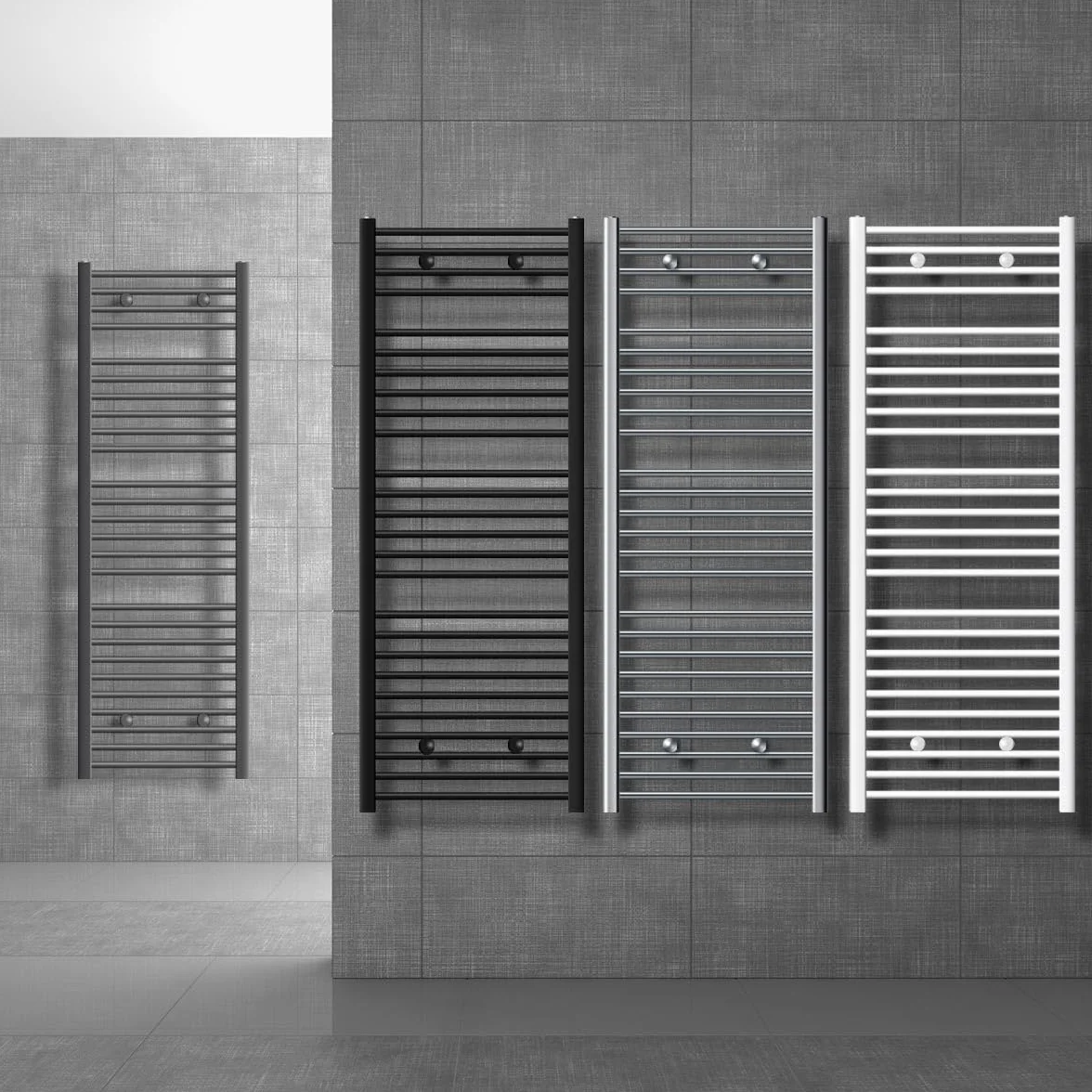 ECD Germany Radiador toallero de baño 300 x 800 mm - Cromo - Plano - con conexión Central - Diferentes tamaños y Modelos - Calentador Toallas Decorativo - Radiador Calefactor de baño - Estilo Moderno