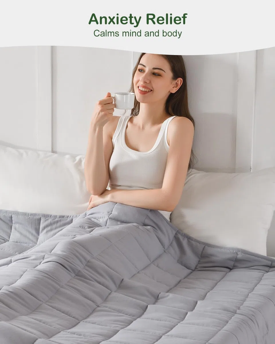 Sivio Manta con peso de 9 kg, manta suave con peso para adultos, manta de microfibra pesada transpirable con cuentas de vidrio para sofá cama para todas las estaciones, 150 x 200 cm, gris