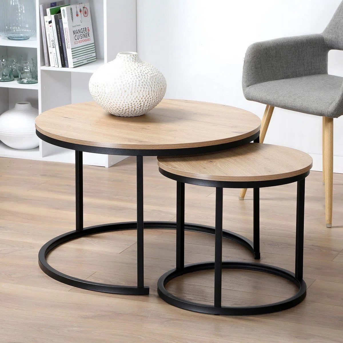 Casâme Set De 2 Mesas Auxiliares Redondas - L70 Cm