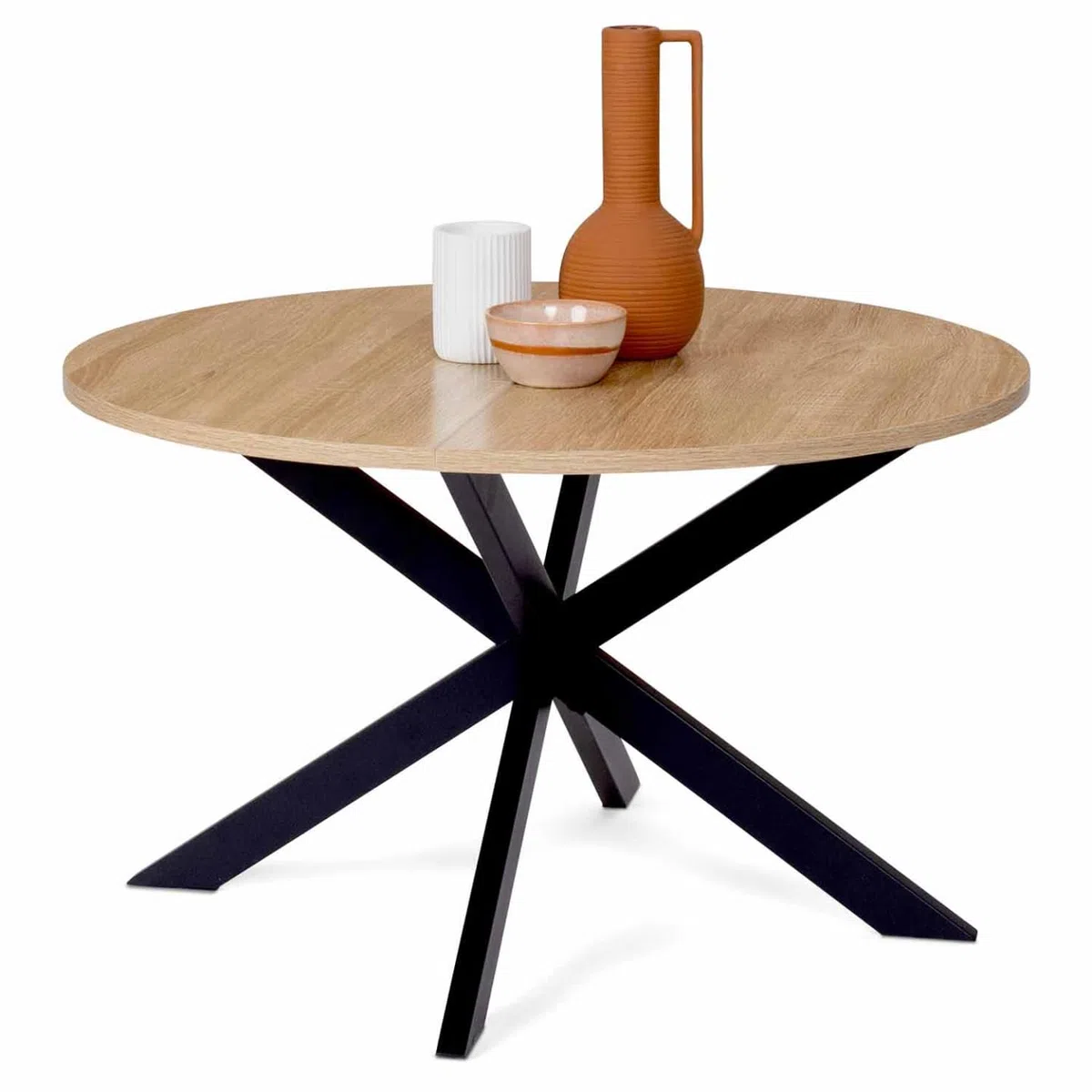 IDMarket – Mesa Baja Redonda Alix Pie araña 70 cm Madera y Negro