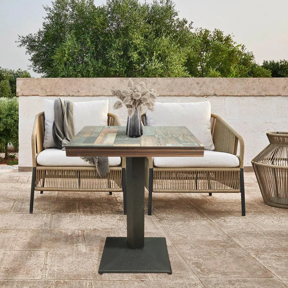 Mesa alta de metal para 4 personas, mesa alta para cena, restaurante, casa, interior, comedor, 60 x 60 x 75 cm (parquet)