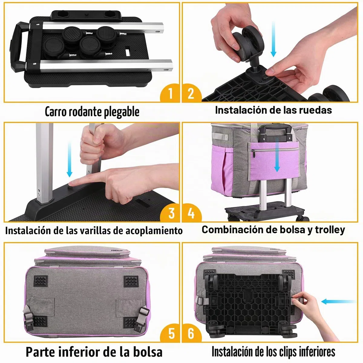 Estuche plegable de lujo para máquina de coser, gris y morado, funda de transporte para Brother, Singer, Bernina y la mayoría de máquina(con ruedas)