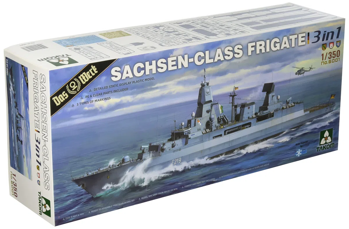 Takom La fábrica TAK6001 Sachsen CLASS FRIGATE 3 en 1 – Escala 1:350 – Modelismo (TKO6001)