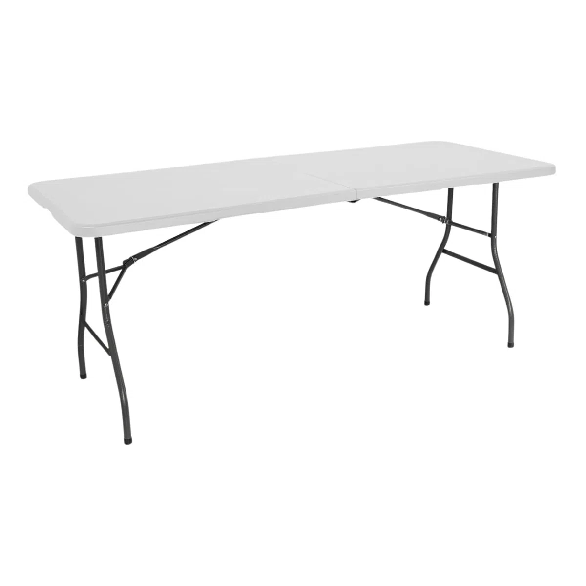 Dayron Mesa de Catering y Camping Plegable Portátil Rectangular 122cm, 150cm, 180cm, 240cm | Multiusos: Camping, Eventos en Espacios Exteriores o Interiores | Resina Blanca y Patas de Acero