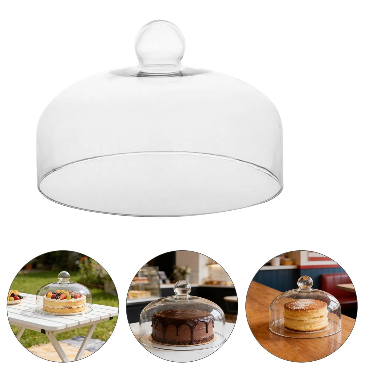 Cubierta de cristal para tartas de 30 cm, de grado alimenticio con tapa para protección de alimentos en casa