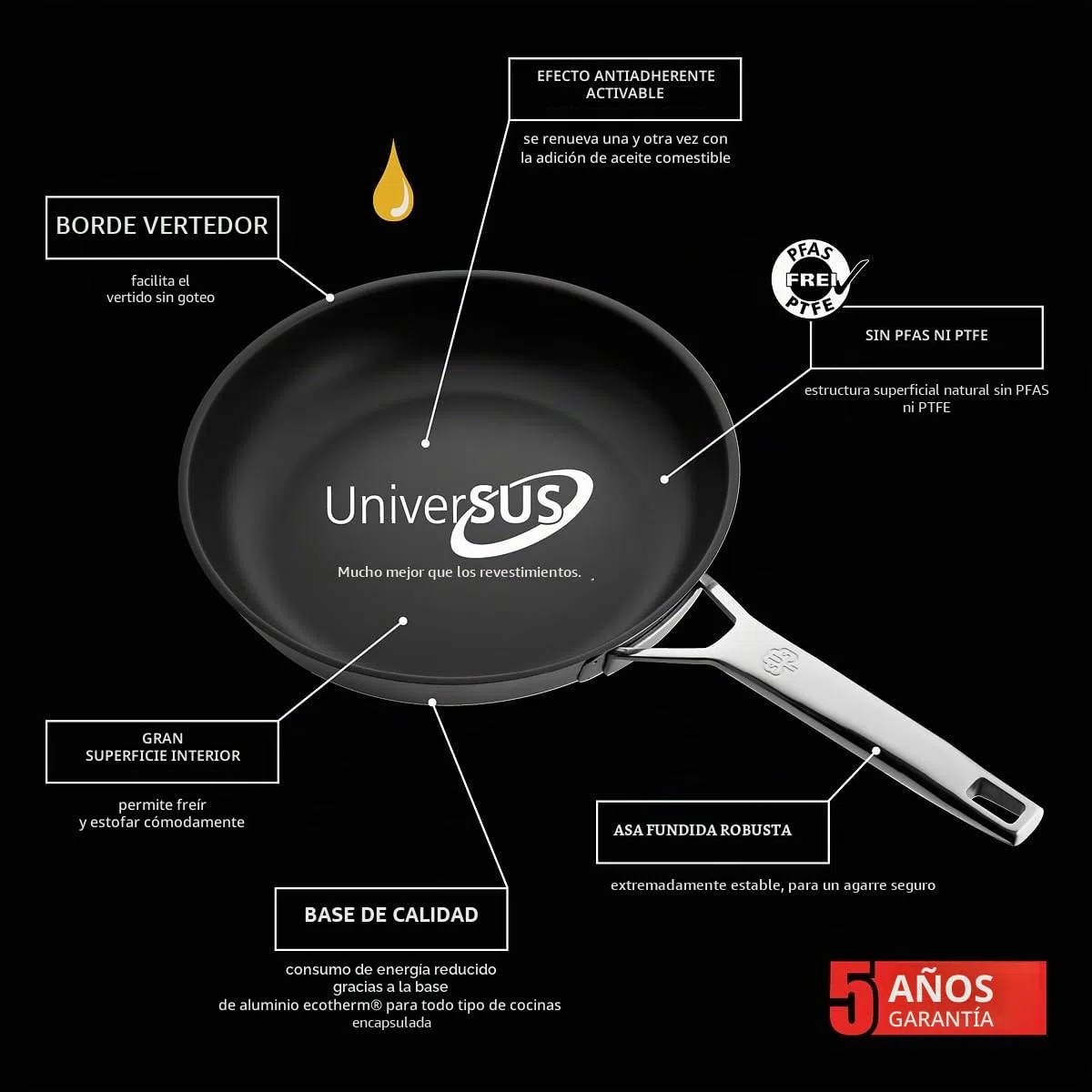 Schulte-Ufer Sartén ASTRAL UniverSUS 64456-24, acero inoxidable, 24 cm