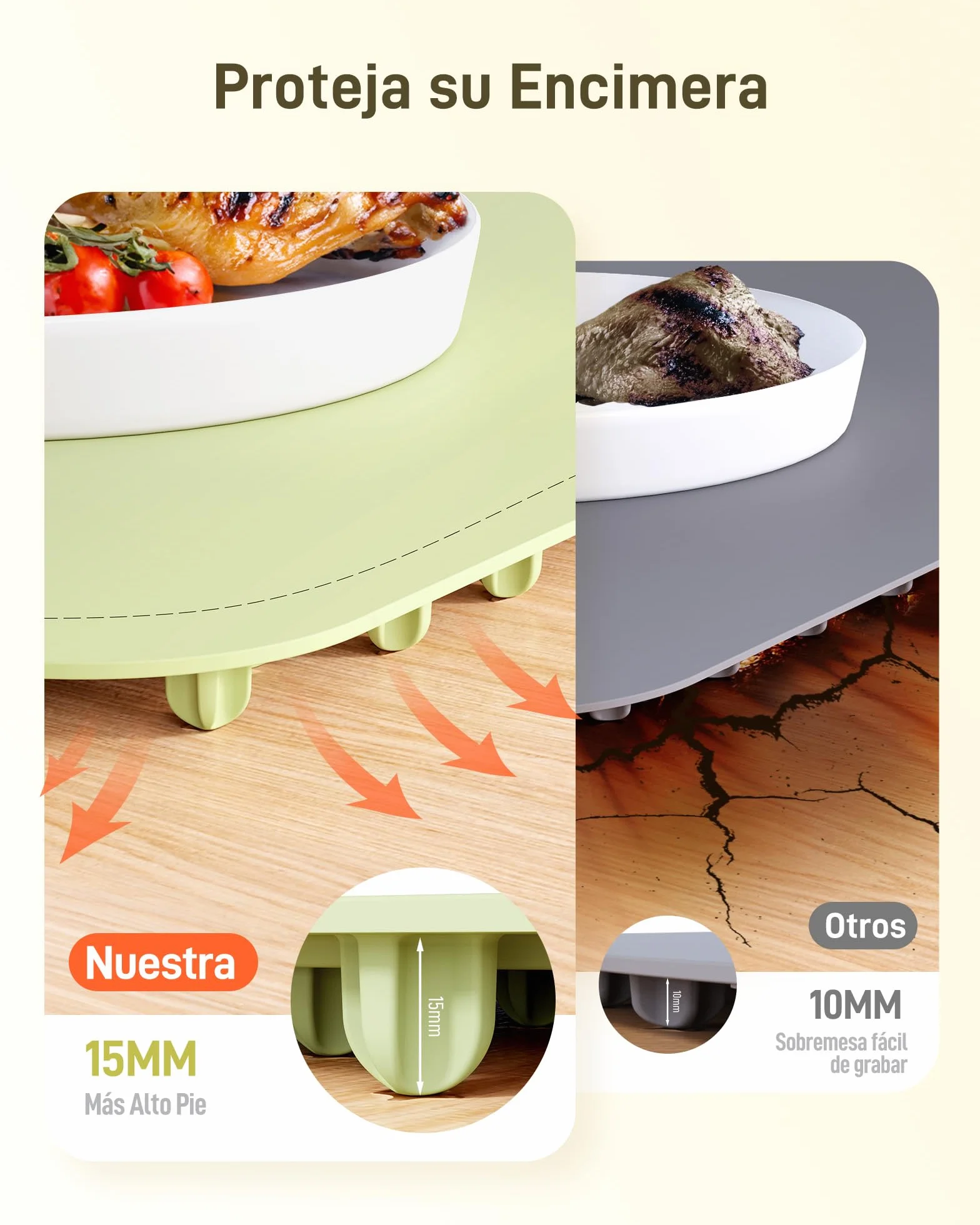 Bandeja de Calentamiento de Silicona, Grande Calentador de Comida 60x40cm, Plegable y Portátil, 8 Niveles y Bloqueo para Niños, Ideal para Buffets, Familia, Fiesta, Verde