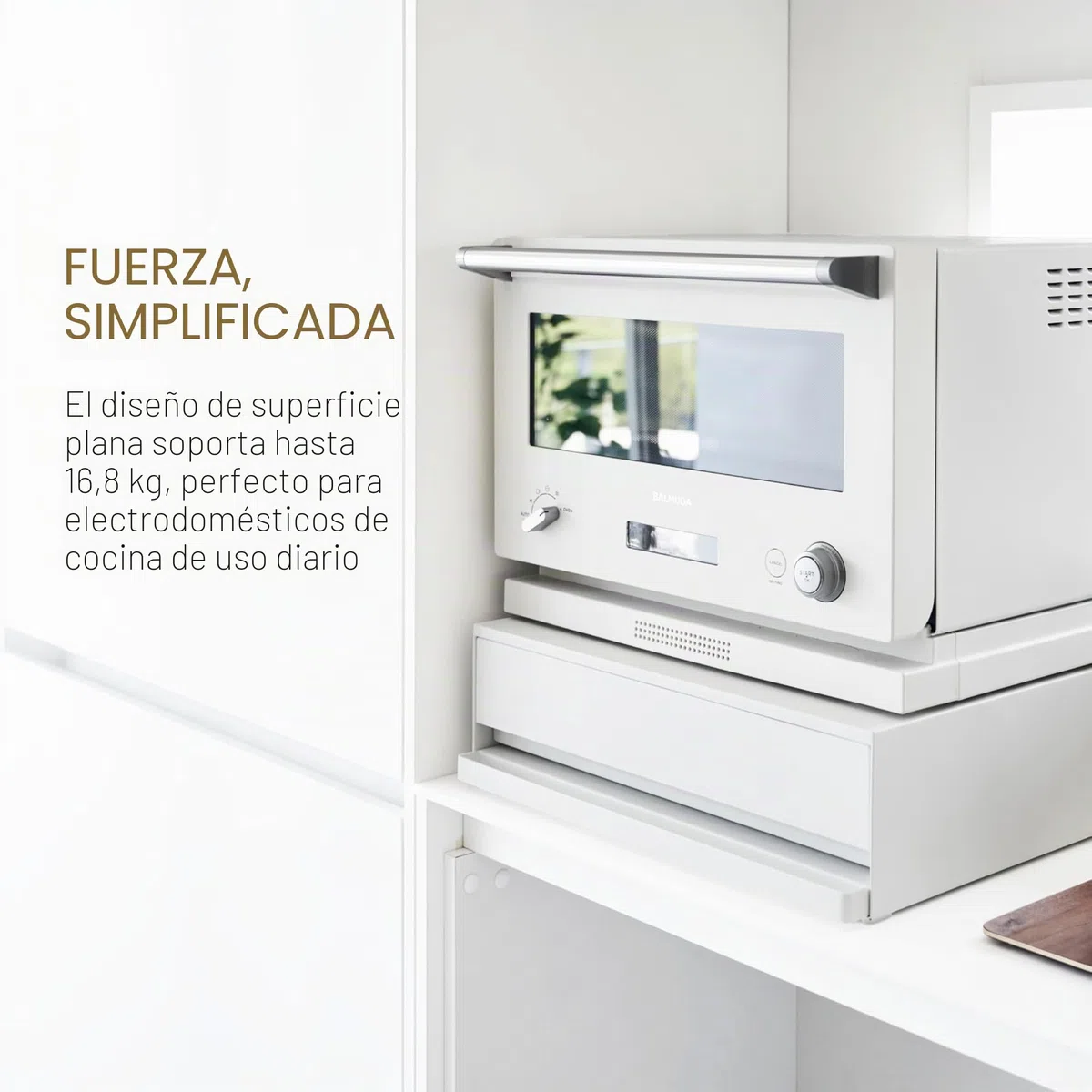 YAMAZAKI 2007 Tower Sliding Countertop Tray with Drawer, White, Steel/Polypropylene/Silicone, 45 x 39.3~64 x 13.5 cm