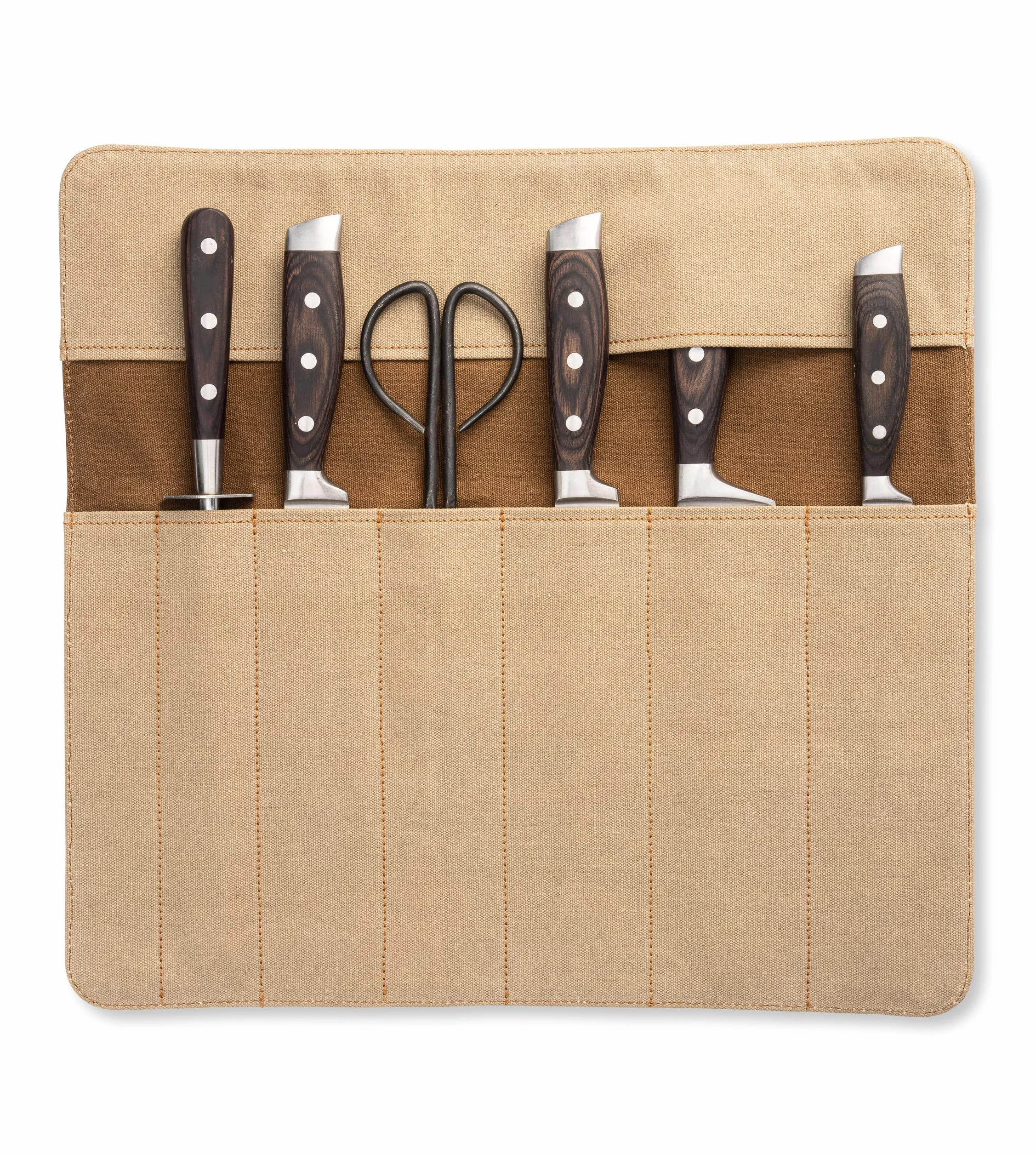 Angus Stoke Bolsa de Cuero para Cuchillos de Chef | Gran Rollo para Cocina Con Bolsillo Adicional y Cremallera | Sören, Caoba, Duży