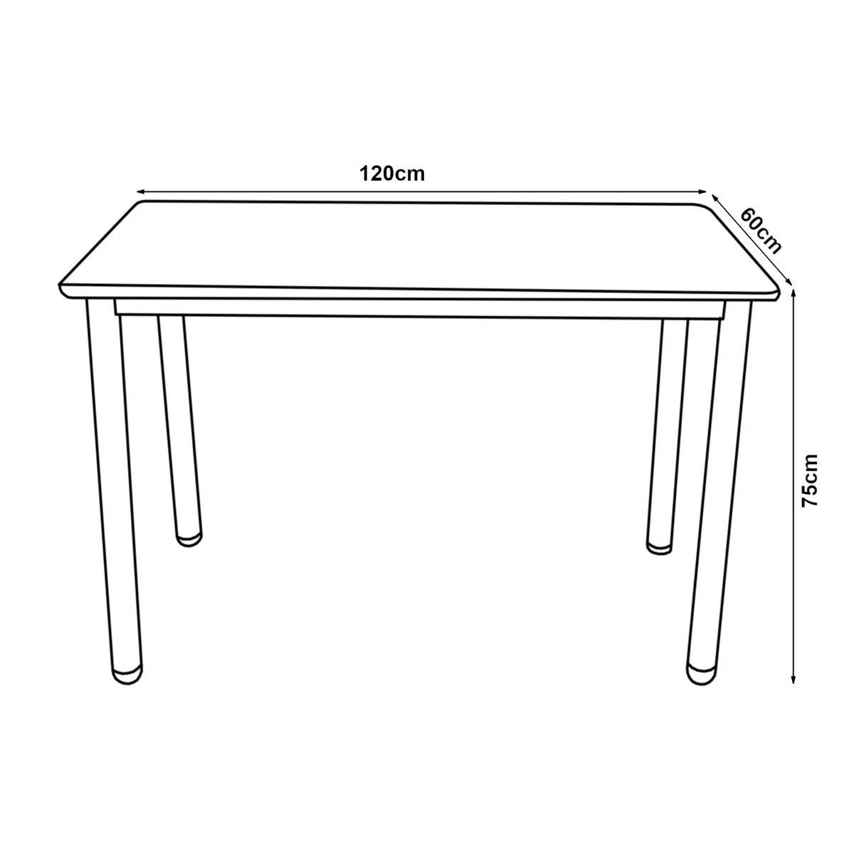 [en.casa] Mesa de Comedor Tammela Rectangular Mesa de Cocina Oficina para 4 Personas Resistente a Arañazos Patas de Acero Tablero de MDF Revestida de Melamina 120 x 60 x 75 cm - Mármol Blanco