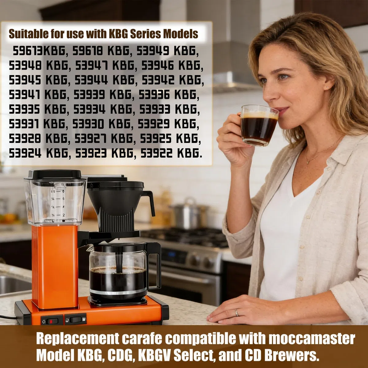 Jarra de repuesto para Technivorm 89830 de 1.25L/40 onzas, jarra de repuesto de jarra de 10 tazas compatible con máquinas de café Moccamaster KBG/CDG/KBGV Select/CD, resistente a los arañazos y