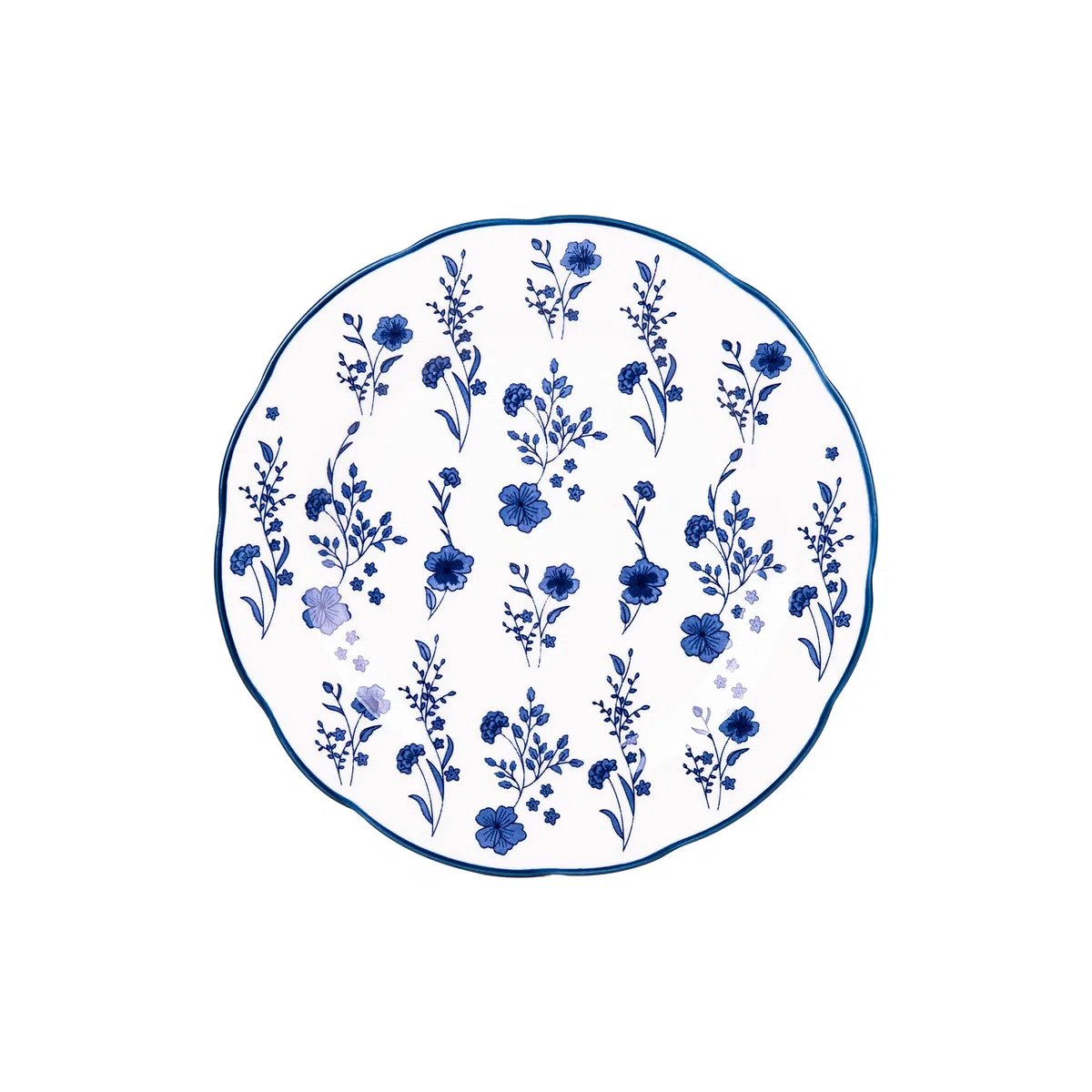 Cofan Vajilla de porcelana esmaltada | Juego de 18 piezas | Diseño floral azul y blanco | Apta para lavavajillas, microondas y horno