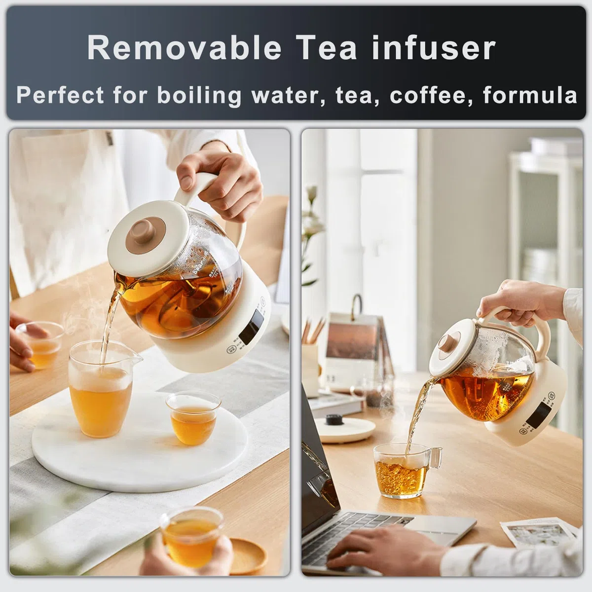 Máquinas De Té Calientes,teteras Eléctricas Tetera,Filtro De Escoria Extraíble,1l No Es Fácil De Romper Bajo Cambios Bruscos De Calor Y Frío,con 6 Tazas De Té,con 8h para Mantener Caliente