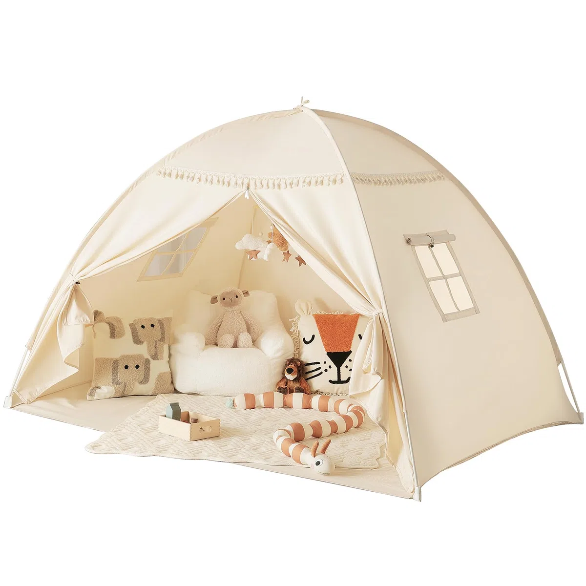 Sumbababy Tipi para Niños en Interiores: Tiendas de Campaña para Niños con Dosel Doble, Tipi para Niños y Niñas, Casa de Juegos para Bebés en el Interior para Dormir para Sala de Juegos