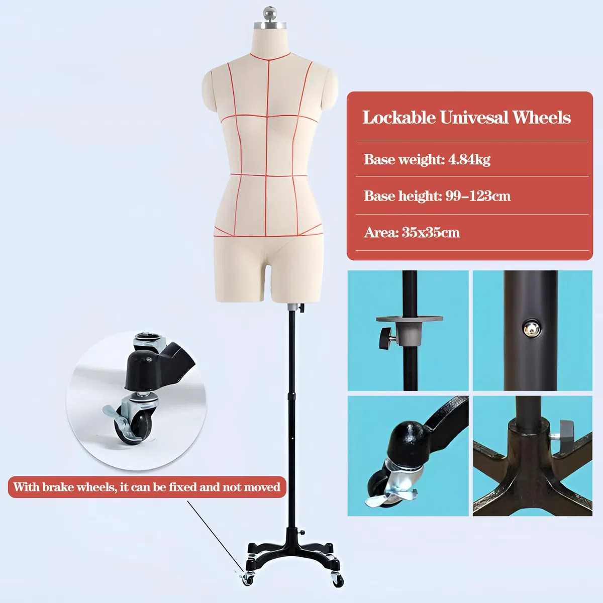 Maniquí ajustable de medio cuerpo de espuma suave con forma de vestido, alfileres insertables para confección de modelo femenino, maniquí de sastre,Withoutarms-XL-Model86