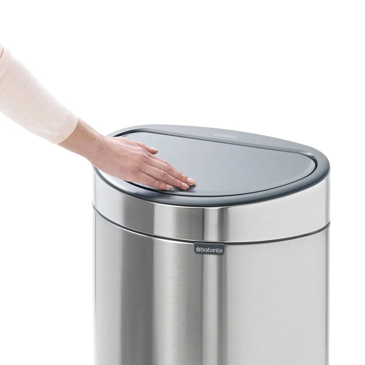 Brabantia Touch Bin Cubo de Basura, Stainless Steel, Platinum y Tapa Acero Mate, 40L