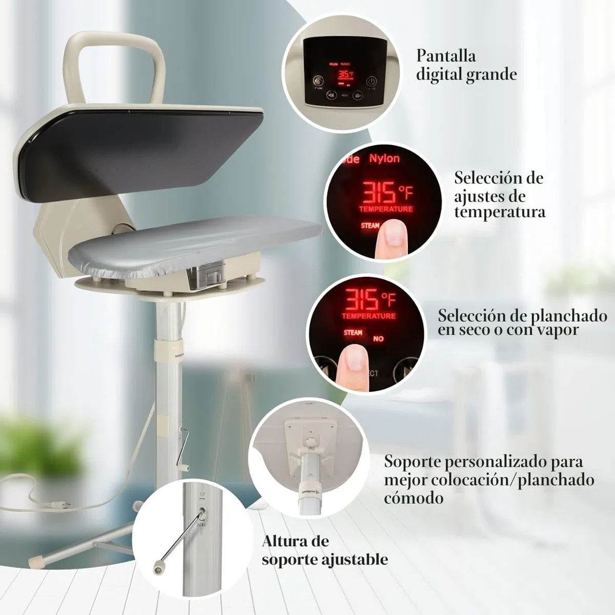 Speedypress Plancha de vapor resistente 101HD Blanco 2600W 101cm x 30cm para uso doméstico y comercial ligero
