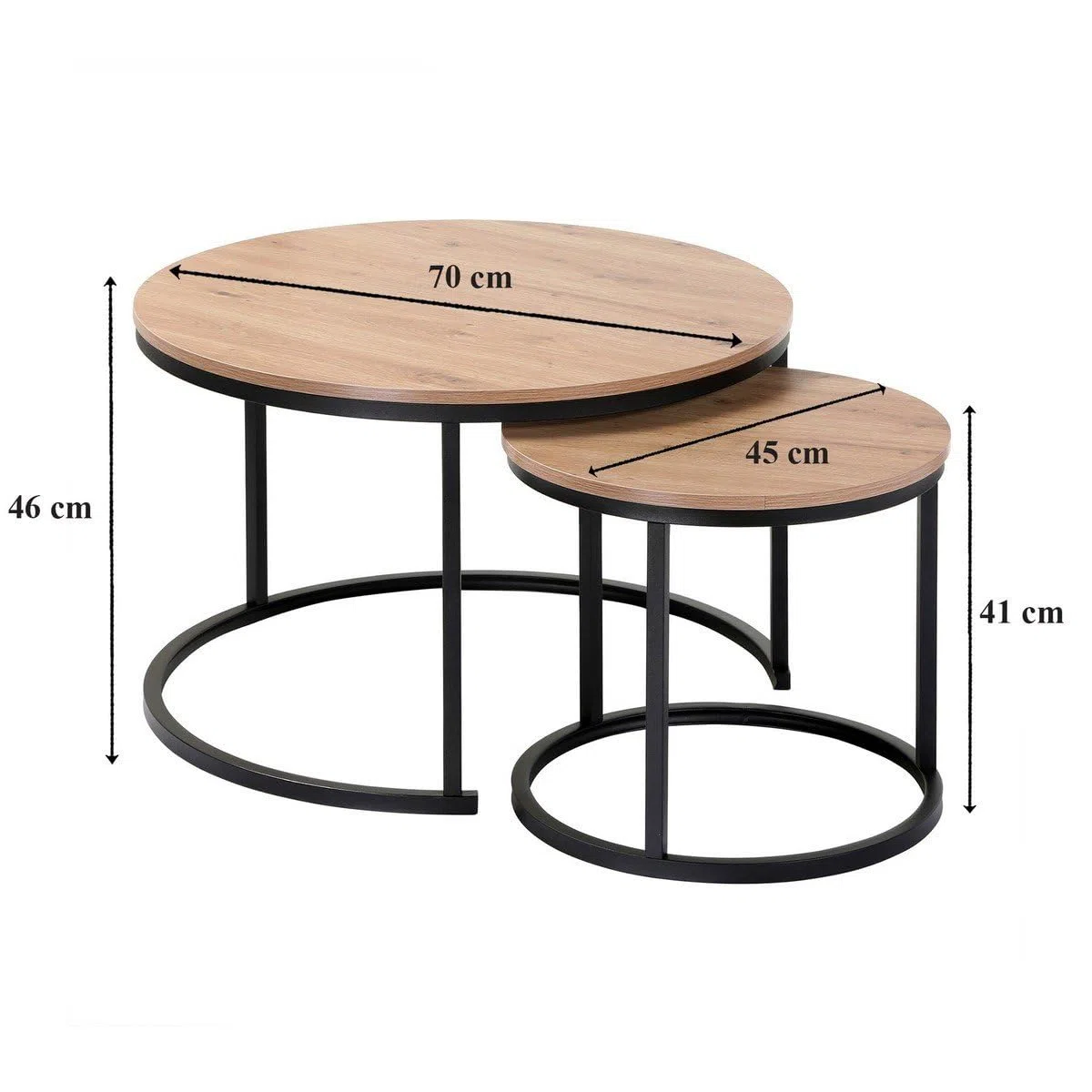Casâme Set De 2 Mesas Auxiliares Redondas - L70 Cm