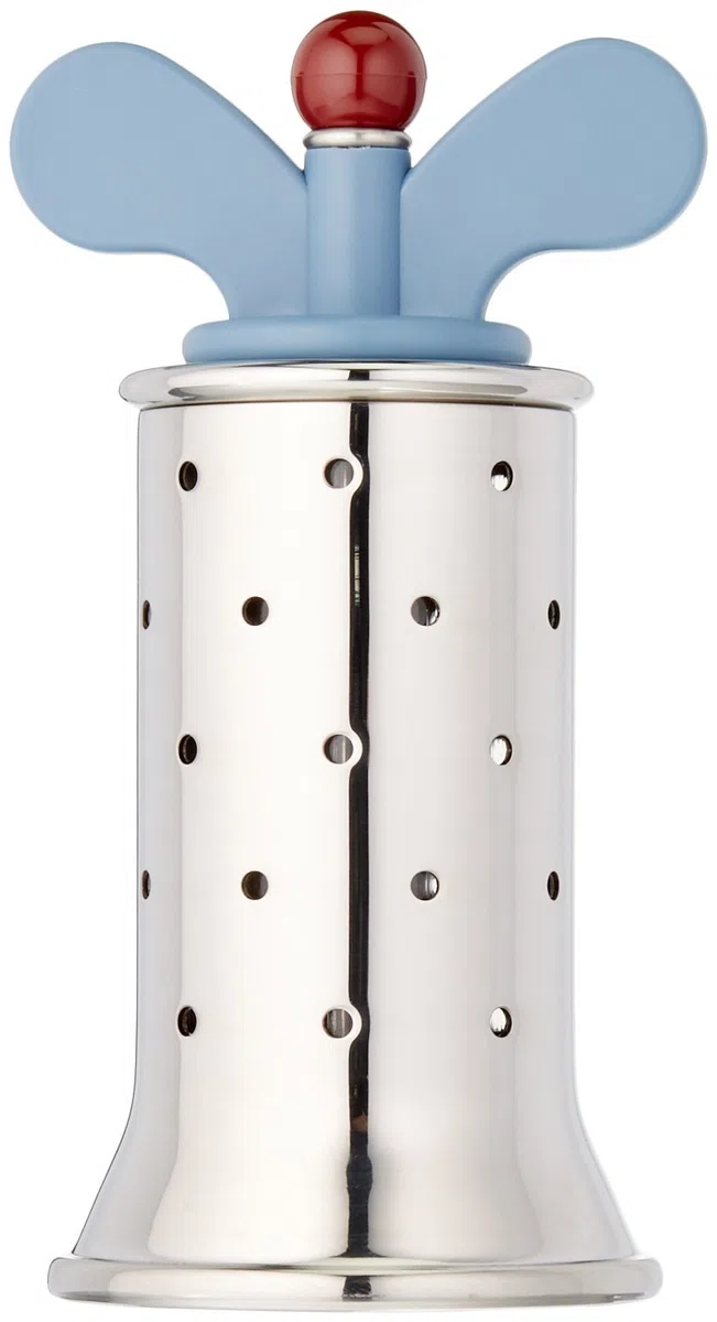 Alessi 9098 Molinillo de Pimienta de Diseño con Aletas, Acero Inoxidable y Resina Termoplástica, Azul