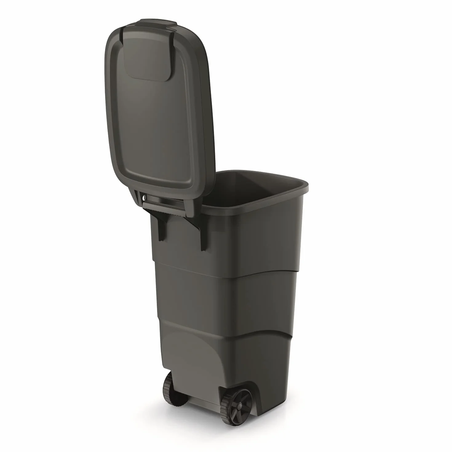 Prosperplast Wheeler Contenedor de basura con ruedas y tapa Universal Papelera de 90 litros (Negro)