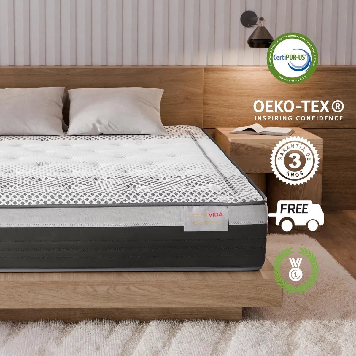 T-ORMU COLCHONES 150X190 VISCOELASTICOS Premium Firme – Colchón 150X190 Viscoelástico Firmeza Alta ± 29 CM Altura – Matrimonio – Traspirable Antialérgico Confortable Ergonómico Oeko-Tex