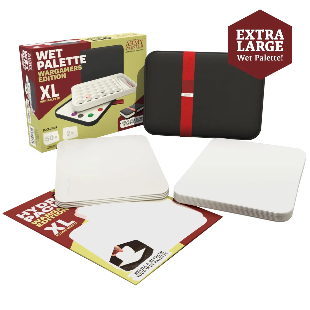 The Army Painter Wargamers Edition Wet Palette XL Bundle, Para Set de Pinturas Acrílicas Incluyendo 100 Hojas Hydro y 4 Hydro Foam - Pintura de Miniaturas y Modelos