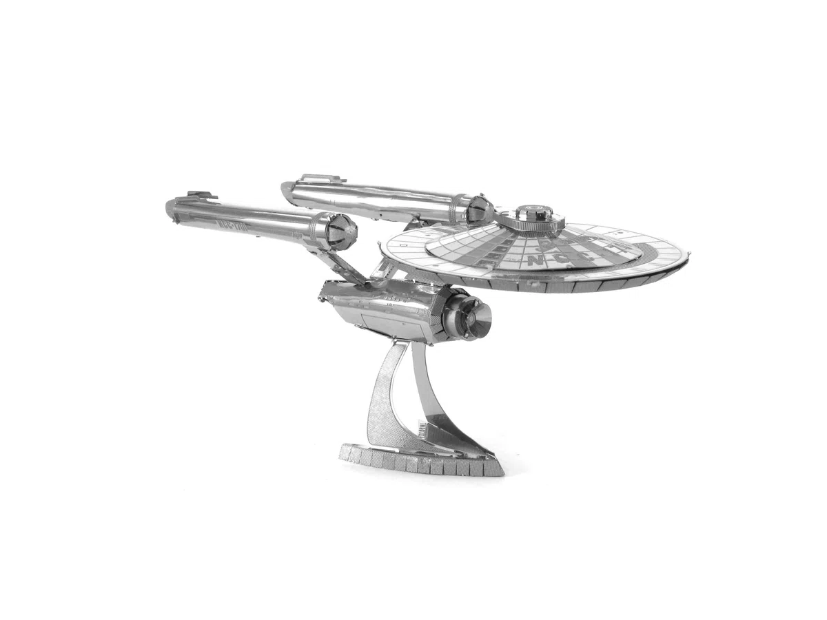 Metal Earth Puzzle 3D Nave Espacial Uss Enterprise Ncc-1701. Rompecabezas De Metal De Star Trek. Maquetas Para Construir Para Adultos Nivel Desafiante De 12.7 X 6 X 6 Cm