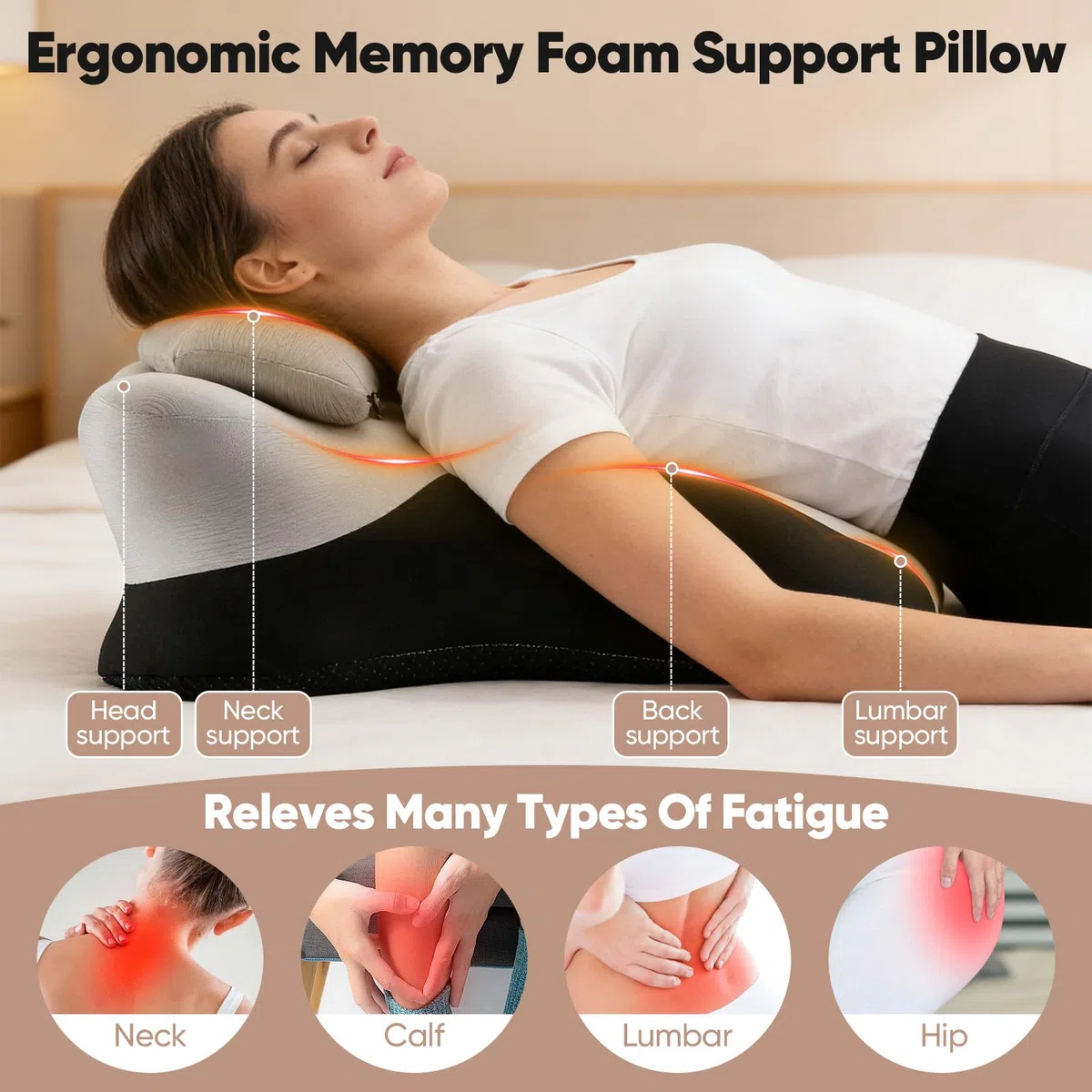 Almohada De Lectura Ergonómica Viscoelástica, Cojín Triangular para Cama Y Sofá con Funda Lavable, Soporte para Espalda Y Piernas, Ideal para Relajación Y Posicionamiento Ortopédico