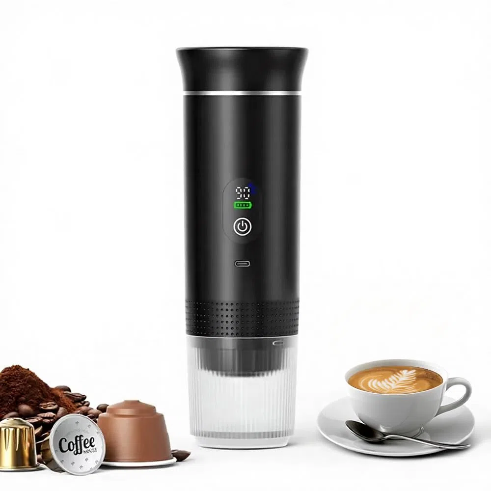 Cafetera Portátil Espresso con Calentamiento Rápido | USB-C | Máquina de Café Portátil Automática 3 en 1 muy fácil de usar | Ideal para Viajes, Oficina y Camping (PRO 80ML LED)