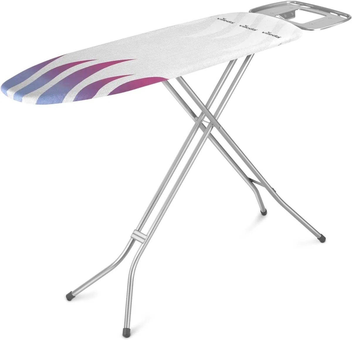 Vileda Total Reflect M - Tabla de Planchar con Soporte Antideslizante para Plancha | Incluye Funda con Acolchado de Esponja | Fácil de Transportar y Almacenar | 120x38 cm | Color Lila y Gris