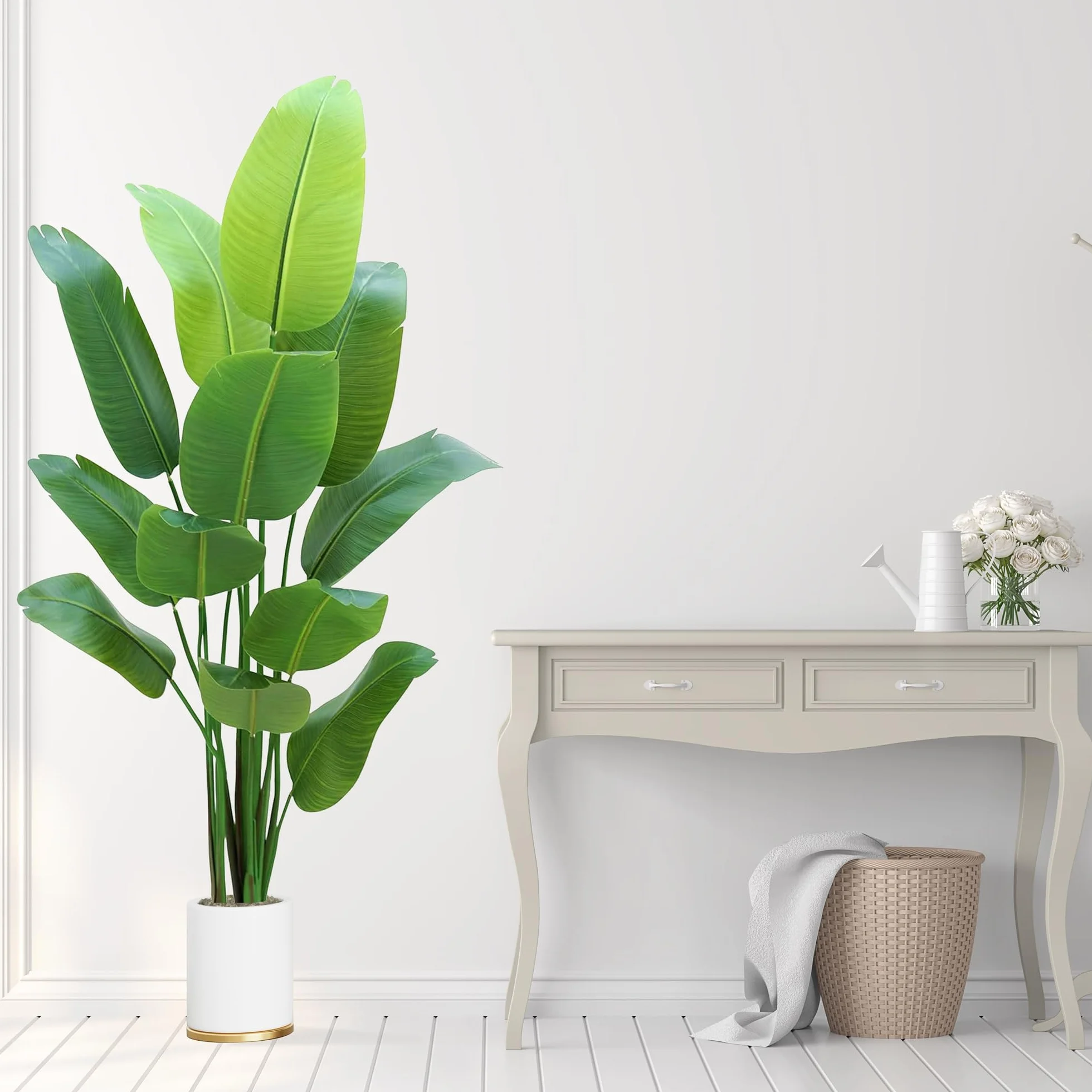 Planta de Ave del Paraíso Artificial de 1.8 m, Plantas de Imitación de Interior Altas con 12 Troncos - La Perfecta Planta de Piso de Seda para Decoración del Hogar en Sala de Estar, Oficina y