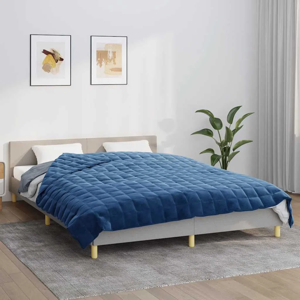 vidaXL Manta con Peso Tela Azul 200x225 cm 13 kg, Manta, Manta de edredón, Manta calmante, Ropa de Cama, Manta con Peso para la ansiedad