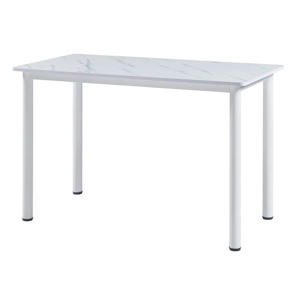 [en.casa] Mesa de Comedor Tammela Rectangular Mesa de Cocina Oficina para 4 Personas Resistente a Arañazos Patas de Acero Tablero de MDF Revestida de Melamina 120 x 60 x 75 cm - Mármol Blanco