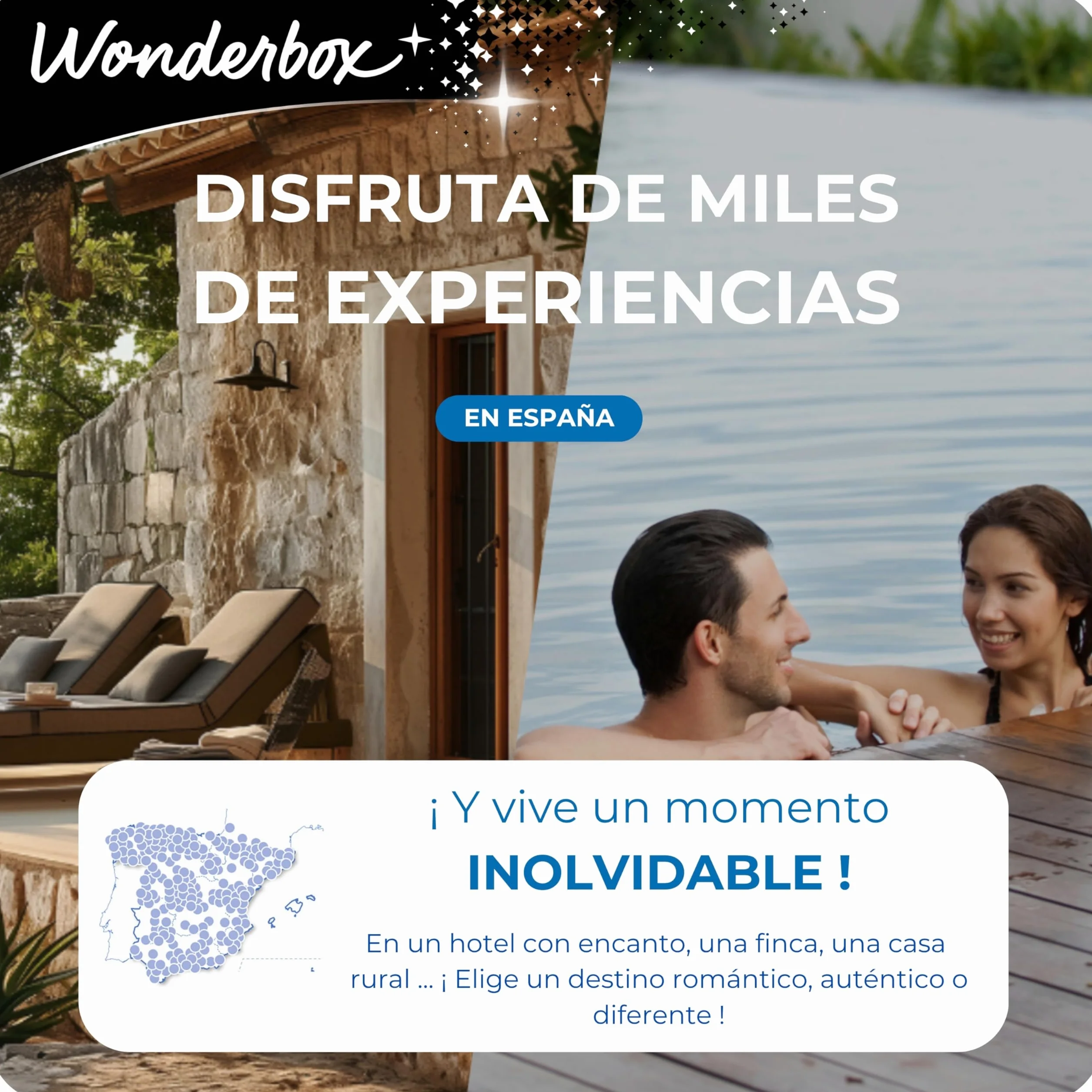WONDERBOX - Caja Regalo - Deliciosa Evasión - + de 1900 Estancias en España y Europa - para 2 Personas - 1 Noche con Desayuno y Cena o 1 o 2 Noches con Desayunos - Ideas Regalo Hombres o Mujer