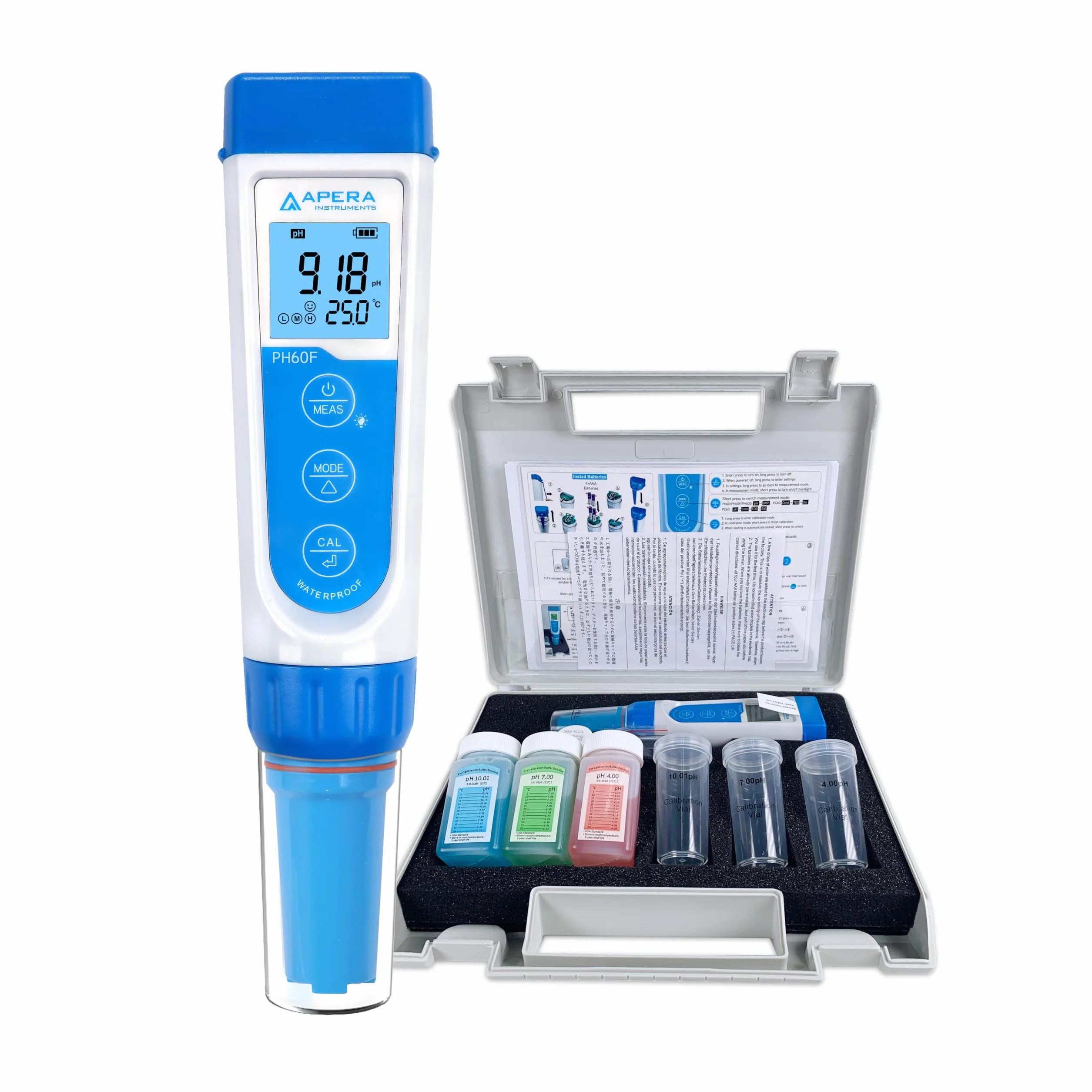 Apera Instruments PH60F, probador de bolsillo, sensor plano, 20