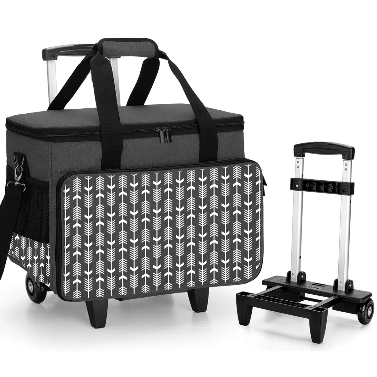 Yarwo Bolsa de Ruedas de la Máquina de Coser es Desmontable, Bolsa de Trolley de la Máquina de Coser con Panel de Soporte Inferior, Adecuado para la Mayoría de la Máquina de Coser