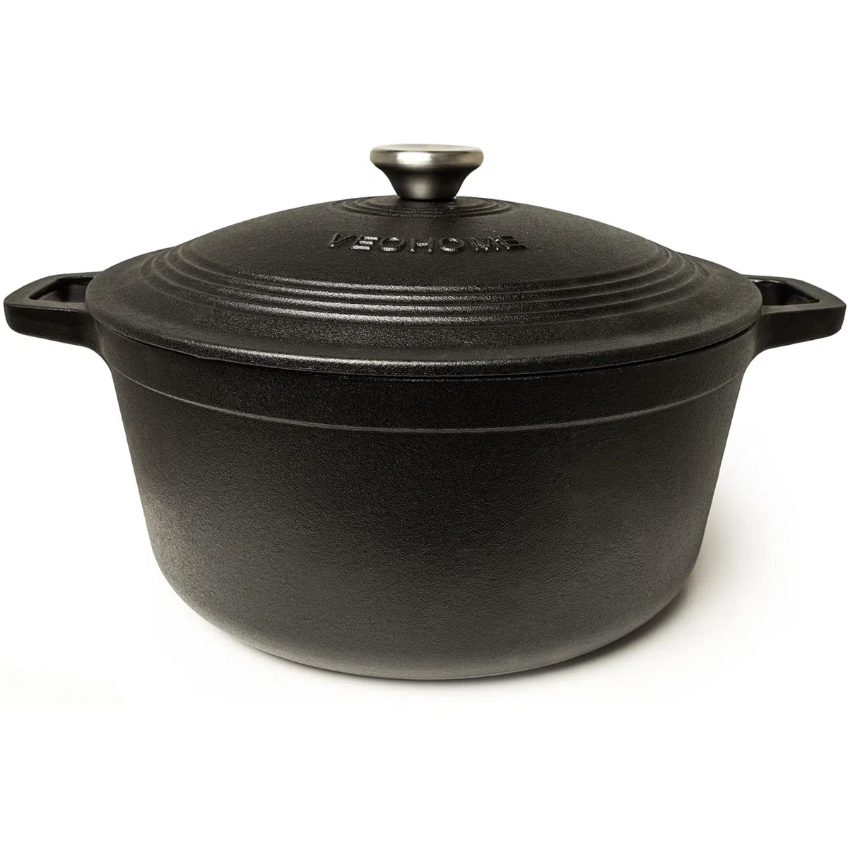 Cazuela de hierro fundido negro mate 6 litros - Olla de hierro fundido compatible con inducción y todas las fuentes de calor. Guiso versátil - caldero diámetro 28cm