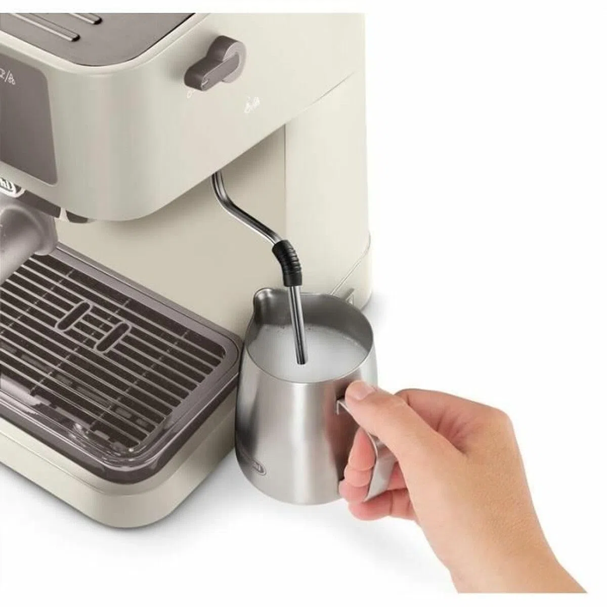 De'Longhi Stilosa, Cafetera Manual, Sistema Cappuccino, Café en Polvo o en Cápsulas E.S.E, Depósito de 1 Litro, 1100 W, Caldera de acero inoxidable, EC235.CR, 1100W, Crema