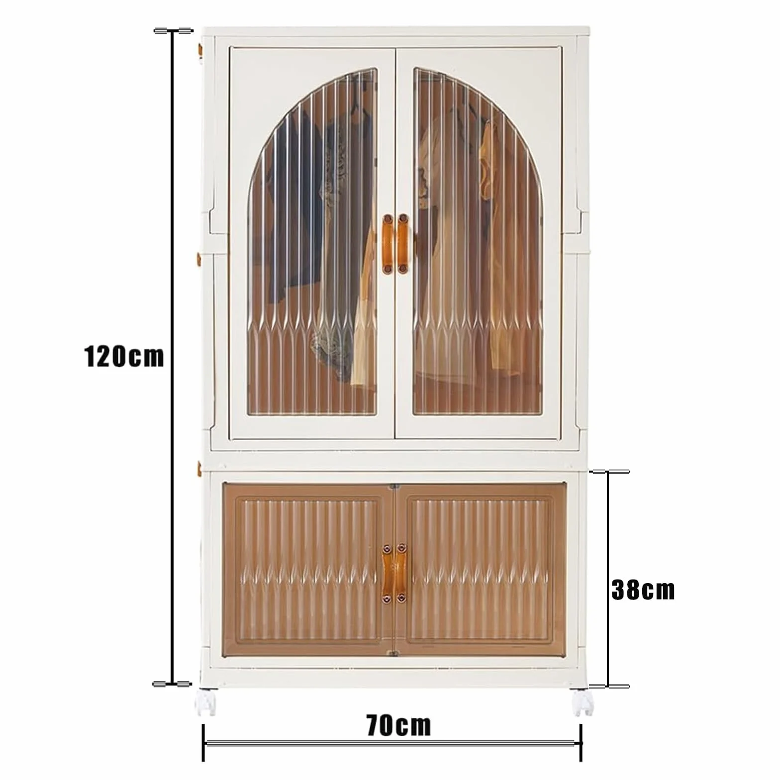 RMAN Armarios Dormitorio Plegable, 120 x 70 x 42,5 cm Cajas Almacenaje Plastico con Tapa y Ruedas Cajas Organizadoras Multifuncional Apilable para Ropa de Bebe, Juguetes y Libros, Blanco