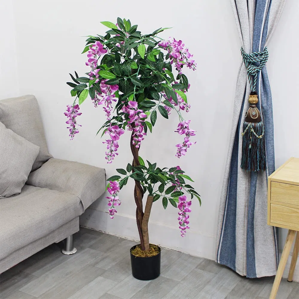 Decovego Planta Wisteria Artificial Decoración Interiorismo Madera Natural 120cm