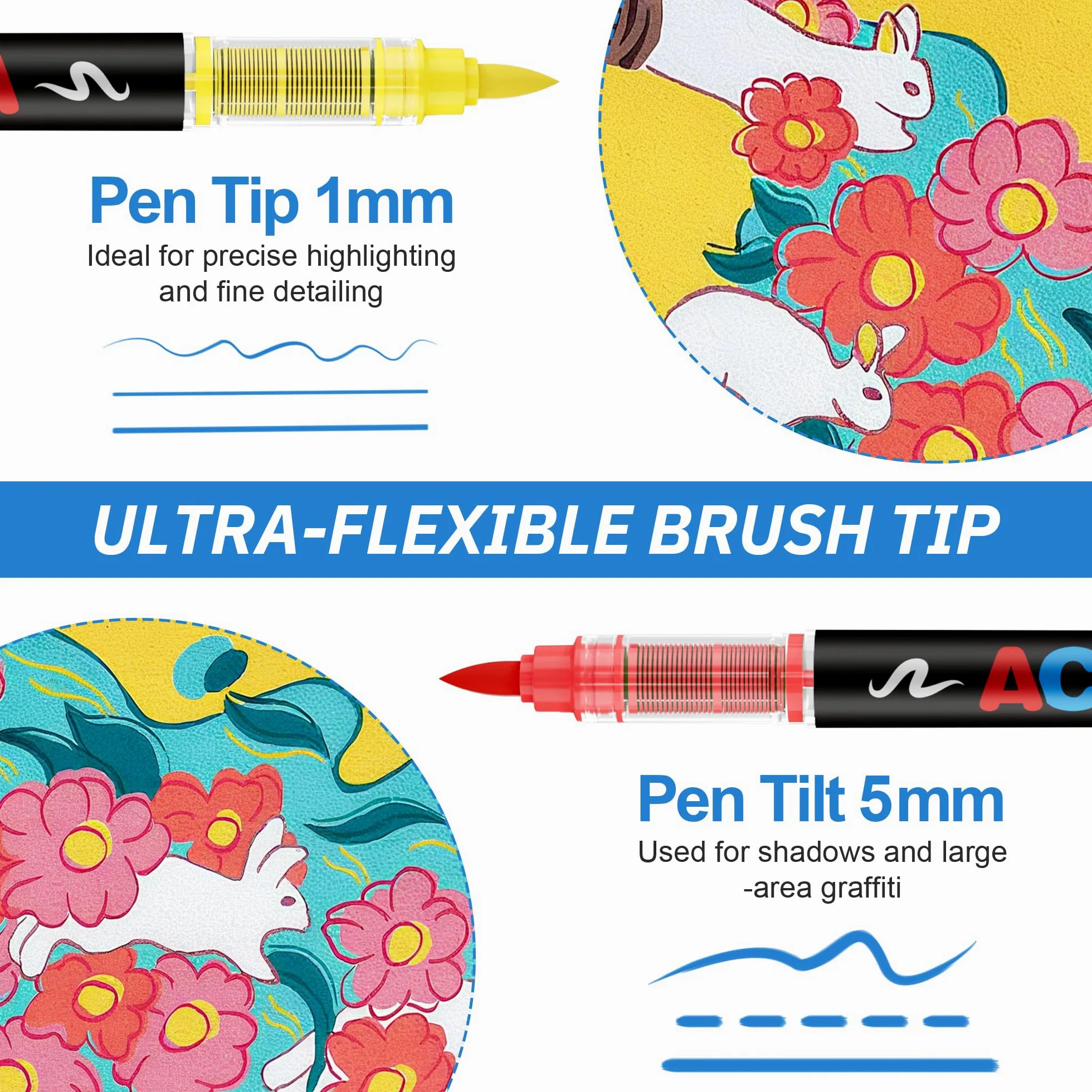 Guangna 168 marcadores de pintura acrílica, punta de pincel, tinta impermeable de secado rápido, para pintura de roca, plástico, madera, lienzo, vidrio, cerámica, metal, manualidades, suministros de