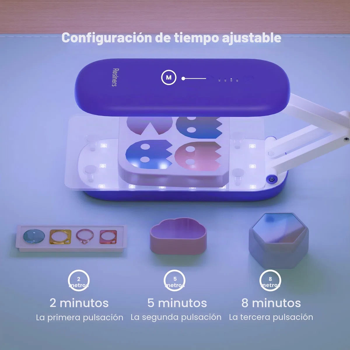 Resiners Lámpara UV para resina, lámpara UV de doble cara para resina, lámpara UV plegable, linterna negra ultravioleta LED inalámbrica y recargable, suministros y herramientas, púrpura