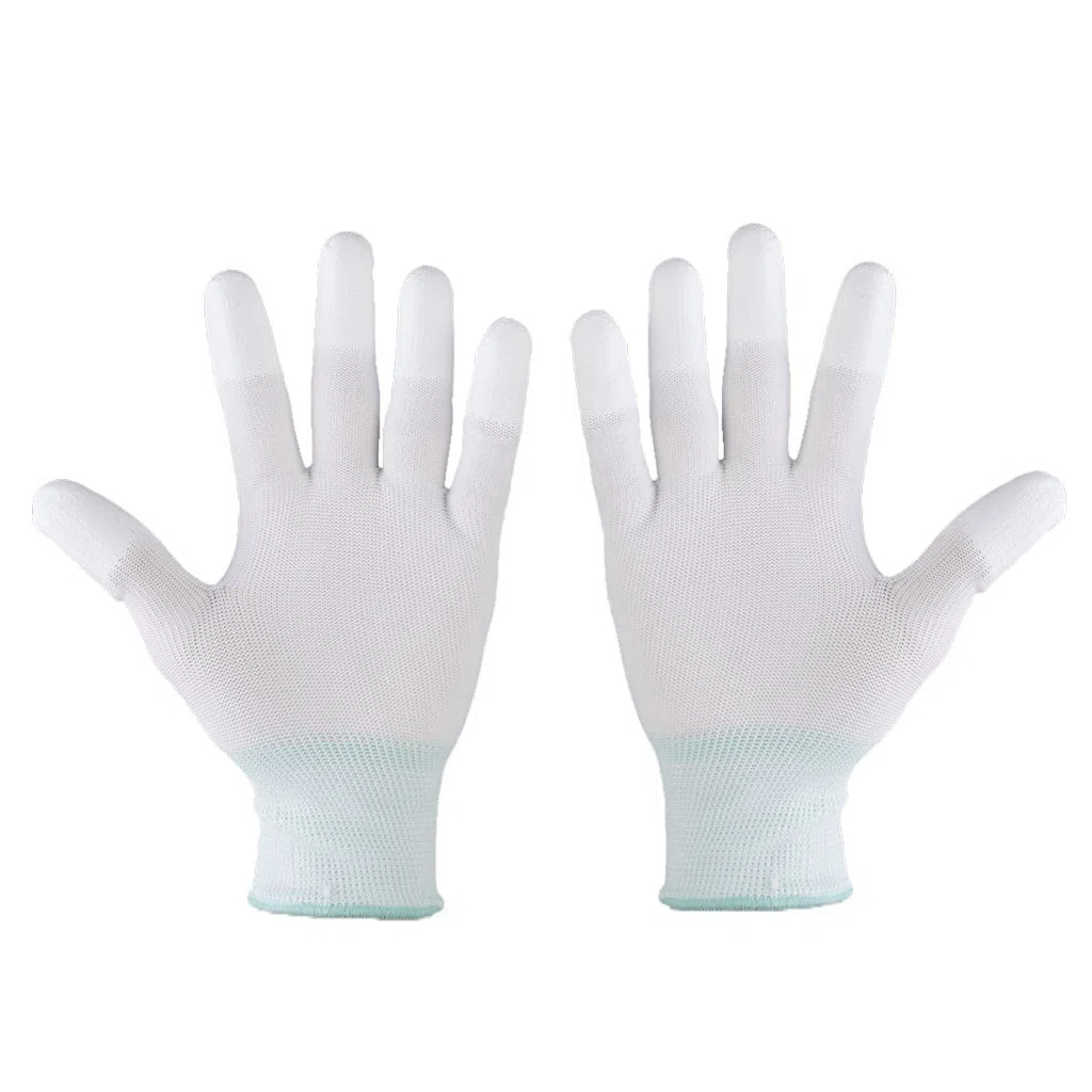 1 par de guantes de nailon para acolchar a máquina, acolchar, costura M, color blanco, blanco, medium